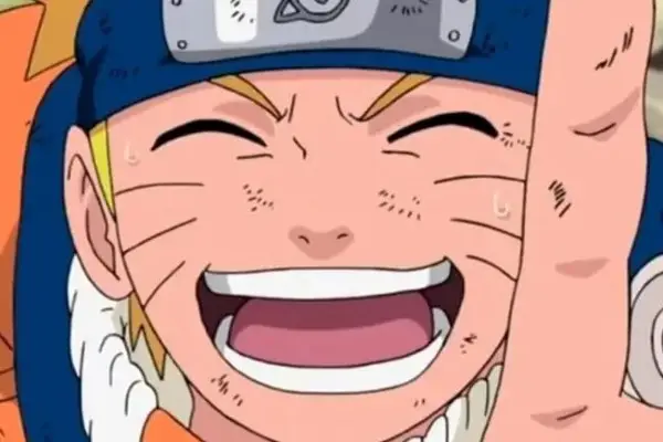 Naruto in Naruto shouting and sweating