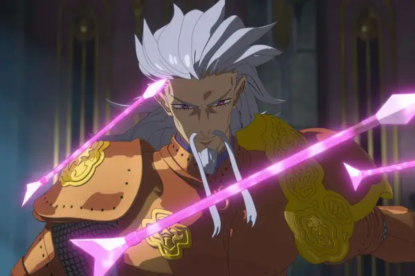 A character from The Seven Deadly Sins: Grudge of Edinburgh throwing arrows