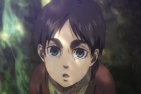 Eren in Attack on Titan crying