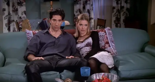 Ross and Elizabeth on the sofa
