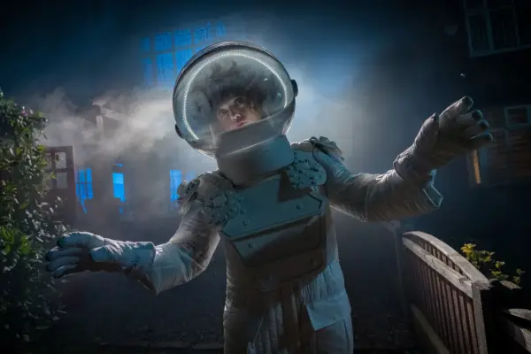 Aimee Lou Wood as Evie in Film Club, wearing a space suit.