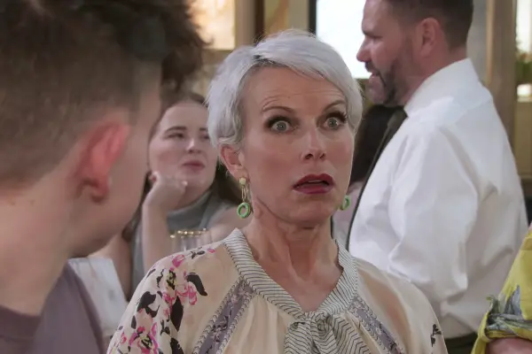 Debbie Webster looking shocked in Coronation Street