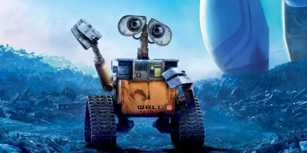 Wall-E waving at the viewer in a poster for 