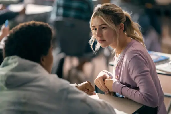 Mickey Bolitar as Jaden Michael and Samantha Bugliaro as Ashley in Harlan Coben