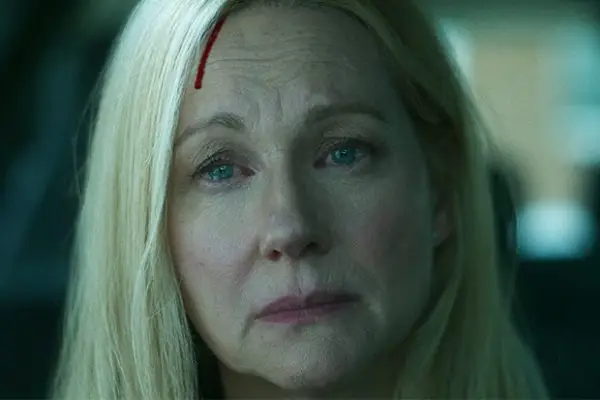 Laura Linney as Wendy Byrde with a bleeding forehead on Ozark