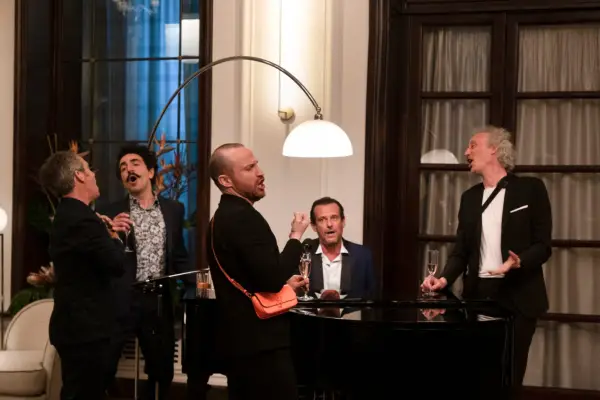 Tom Hollander, Francesco Zecca, Paolo Camilli, Federico Scribani, Bruno Gouery in The White Lotus season 2.