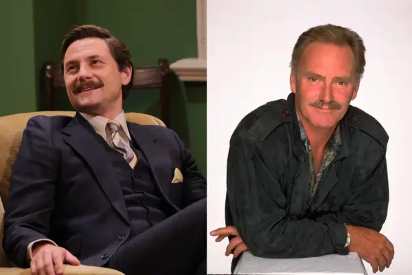 Augustus Prew stars in Nolly sitting in a suit / Tony Adams photographed for Crossroads