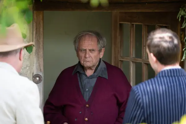 Lord St John Sprocket (Owen Brenman), Dr. Angus McClurgy (Sylvester McCoy) and Edward Wainbody (Nick Blakeley) in Father Brown