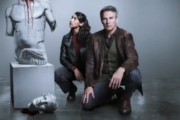 Stephen Moyer and Nina Singh in Art Detectives.