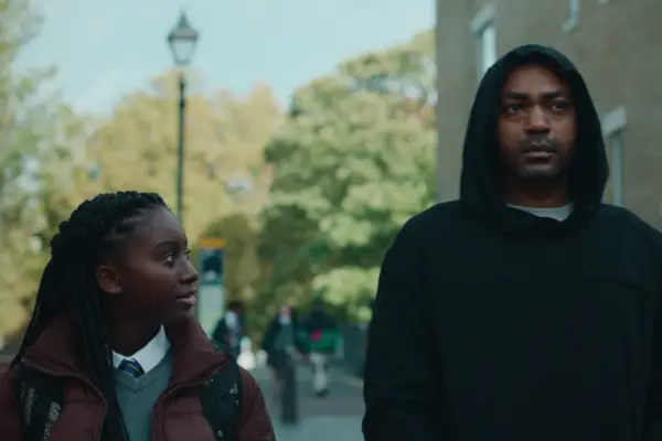 Felicia Mukasa as Tash and Kane Robinson as Sully in Top Boy season 5.