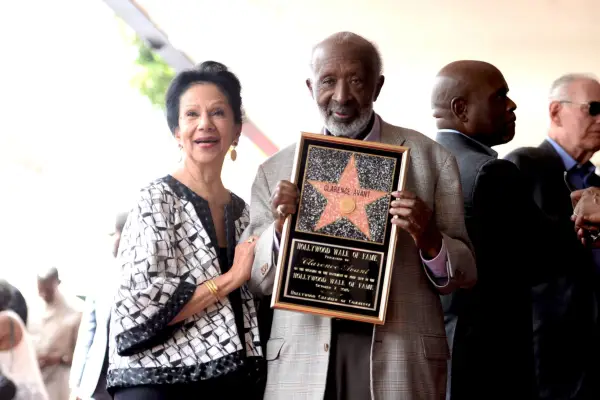 Clarence Avant (R) and his wife Jacqueline Avant attend a ceremony honoring him with a star on the Hollywood Walk of Fame