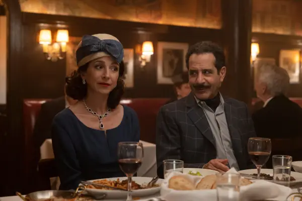 Marin Hinkle as Rose Weissman and Tony Shalhoub as Abe Weissman in The Marvelous Mrs Maisel season 5.