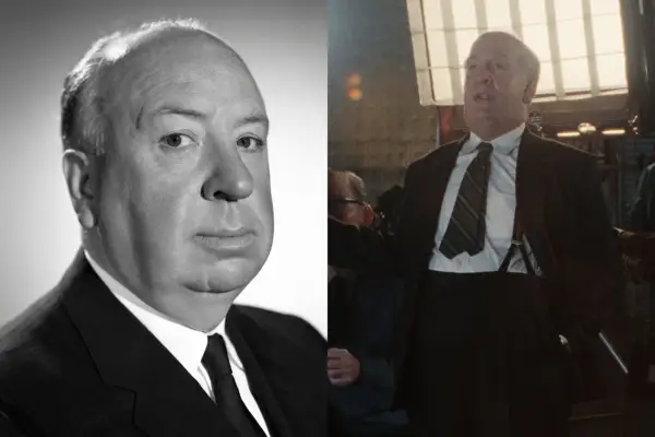 Alfred Hitchcock and Tom Hollander as Alfred Hitchcock in Monster: The Ed Gein Story.