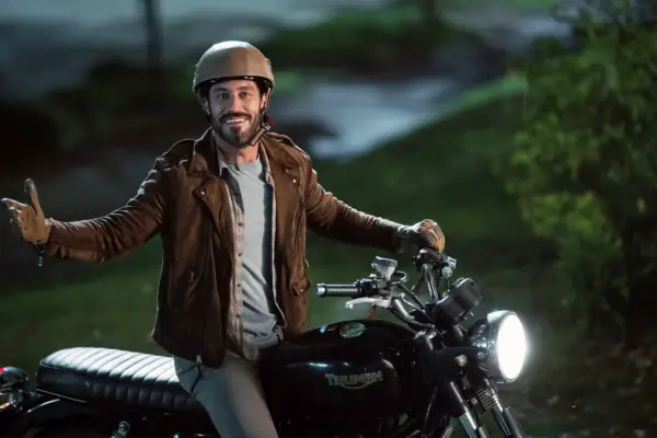 Ronnie on a motorcycle