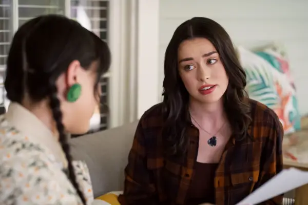 Anneliese Judge as Annie sat talking to her friend Artemis