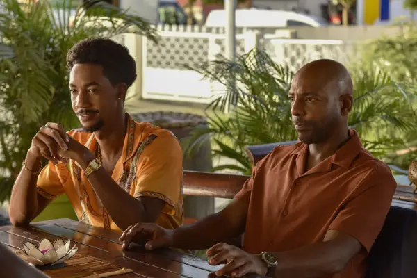 (L-R) Shaquille Ali-Yebuah and Don Gilet star in Death in Paradise