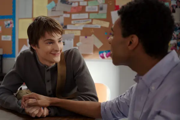 Corey Fogelmanis as Nathan and Jaylan Evans as Skylar in My Life with the Walter Boys.