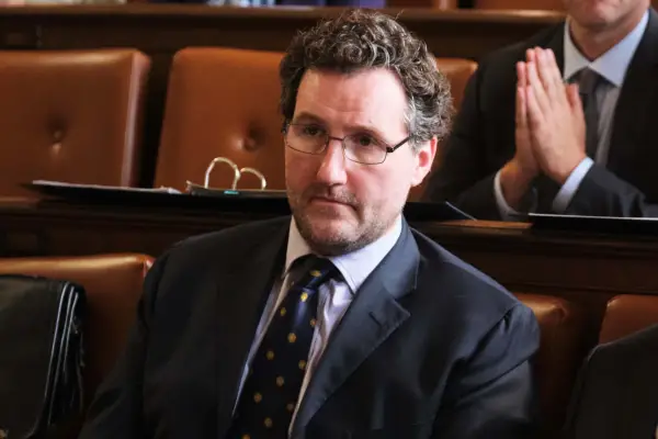 John Hollingworth as James Hartley, sat down in court