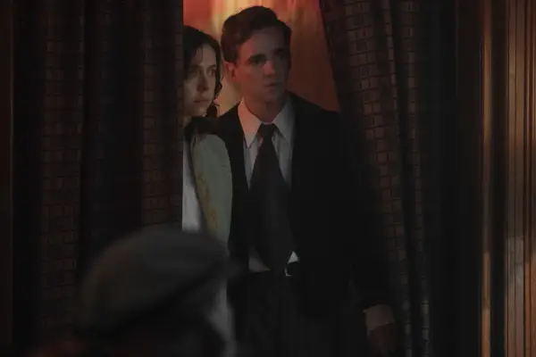 Bel Powley as Miep Gies and Laurie Kynaston as Casmir in A Small Light