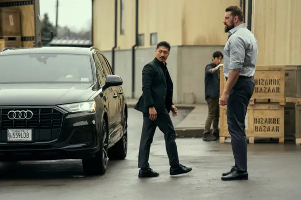 Brian Tee as Quinn and Olivier Richters as Paulie in Reacher season 3