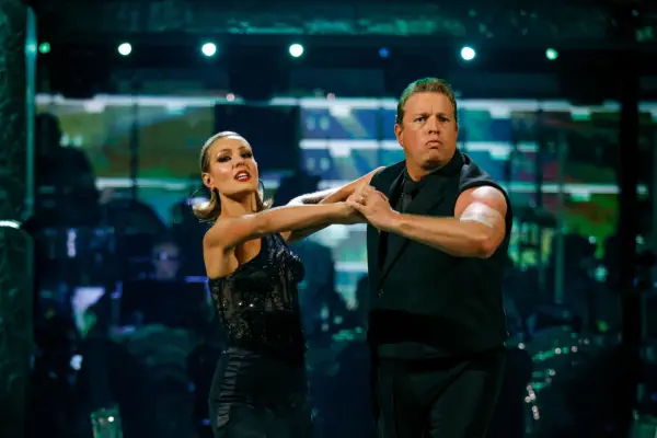 Thomas Skinner and Amy Dowden dancing the Paso Doble.