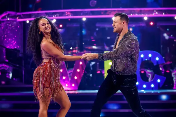 Vicky Pattison and Kai Widdrington dancing the Cha Cha.