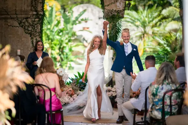 Lyndall and Cameron during their wedding ceremony on Married at First Sight Australia