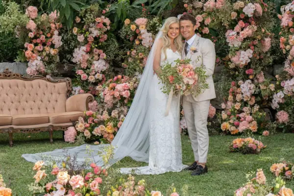 Caitlin and Shannon at their wedding ceremony on Married at First Sight Australia season 10