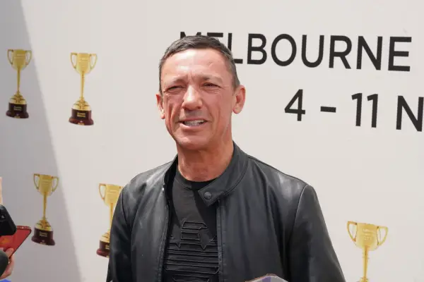 Jockey Frankie Dettori at the Melbourne Cup Day Preview Event at Petanque Social on November 06, 2023 in Melbourne, Australia.
