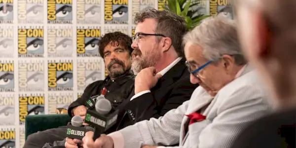 Peter Dinklage, Macon Blair and Lloyd Kaufman at SDCC 2025 for The Toxic Avenger