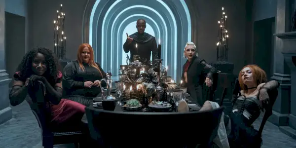 Kirby Howell Baptiste, Mason Alexander Park, Esme Creed-Miles and The Endless gathered in The Sandman