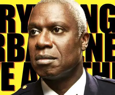 custom image of Andre Braugher as Captain Holt with a quote behind him.