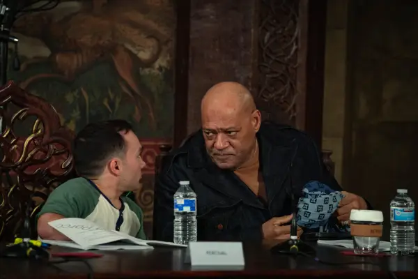 Laurence Fishburne and Linden Porco in The Witcher season 4 table read.