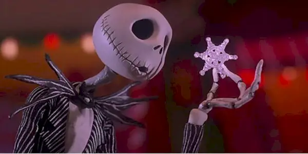 Jack Skellington sings to a snowflake in Nightmare Before Christmas