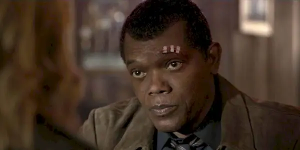 Samuel L. Jackson in Captain Marvel (2019) deaged
