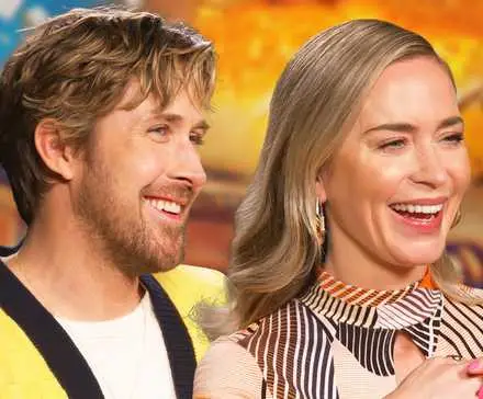 a custom image of Ryan Gosling and Emily Blunt promoting The Fall Guy movie