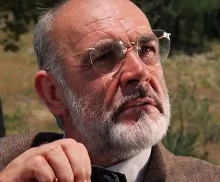 Sean Connery as Henry Jones Sr. looking up in Indiana Jones and The Last Crusade