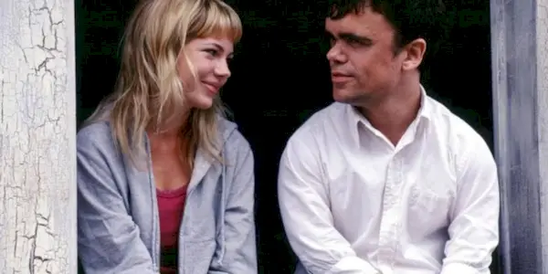 Emily and Finbar talking in The Station Agent