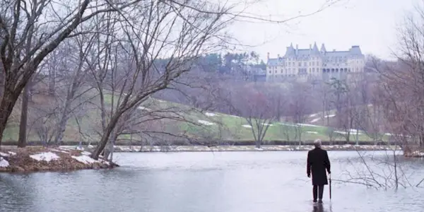 A man walking on a lake in Being There 