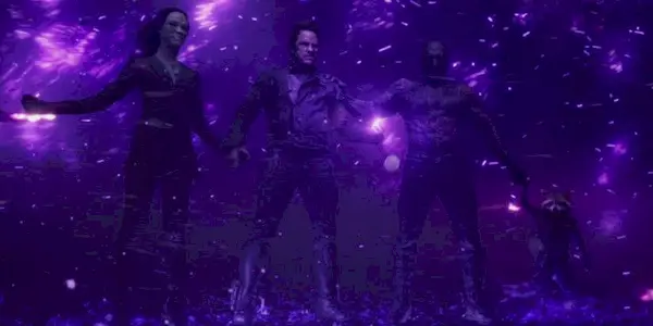 The Guardians holding the Power Stone together in Guardians of the Galaxy