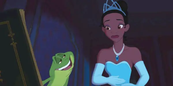 Bruno Campos voicing a frog and Anika Noni Rose voicing a princess in 