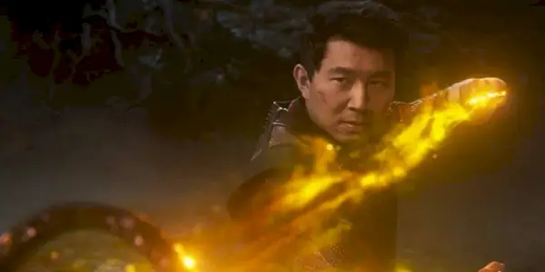 Simu Liu as Shang-Chi wielding the ten rings