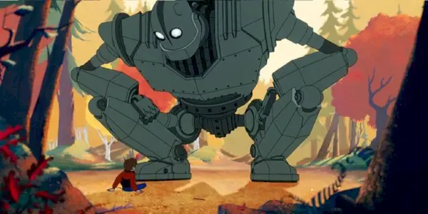 The Iron Giant crouching