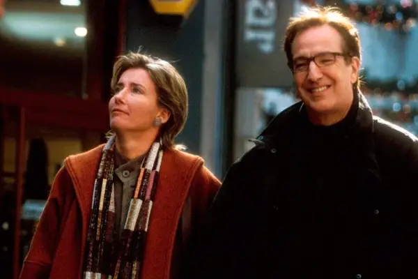 Emma Thompson as Karen and Alan Rickman as Harry in Love Actually walking together
