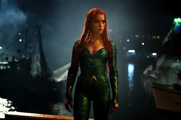 Amber Heard as Mera in Aquaman wearing a green super suit