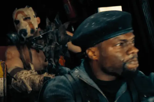 Florian Munteanu as Krieg and Kevin Hart as Roland in Borderlands.