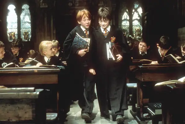 Rupert Grint and Daniel Radcliffe in Harry Potter And The Philosopher