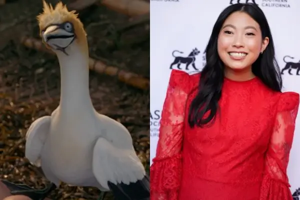 A photo of Awkwafina next to a photo of Scuttle