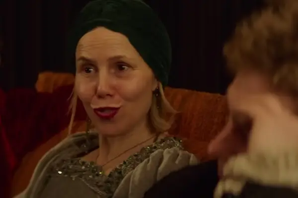 Sally Phillips plays Tessa Jones in Love at First Sight sitting down, talking