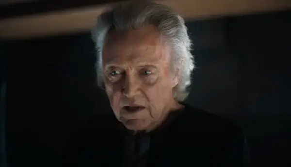 Christopher Walken as Padishah Emperor Shaddam IV Corrino in black robes in Dune: Part Two.